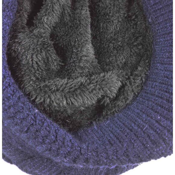 〽️Women’s Navy Winter Warm Knit Wool Snow Ski Hat with Visor main image 7